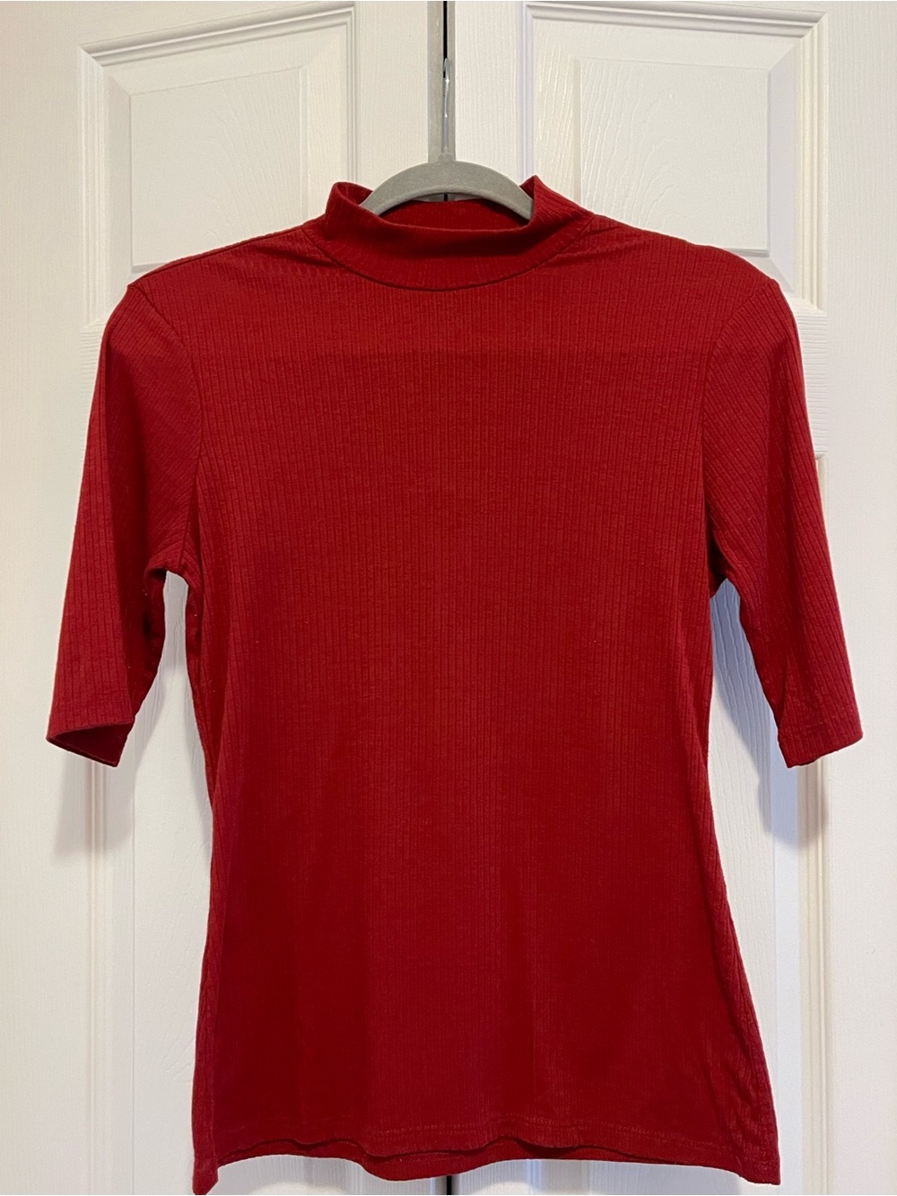 Ultra Flirt Red Mock Neck Ribbed Top